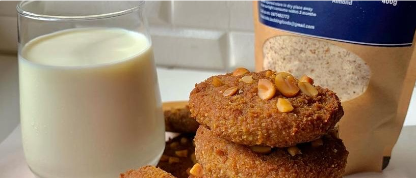 Banana Almond Cookies served with Sweetened Almond Milk
